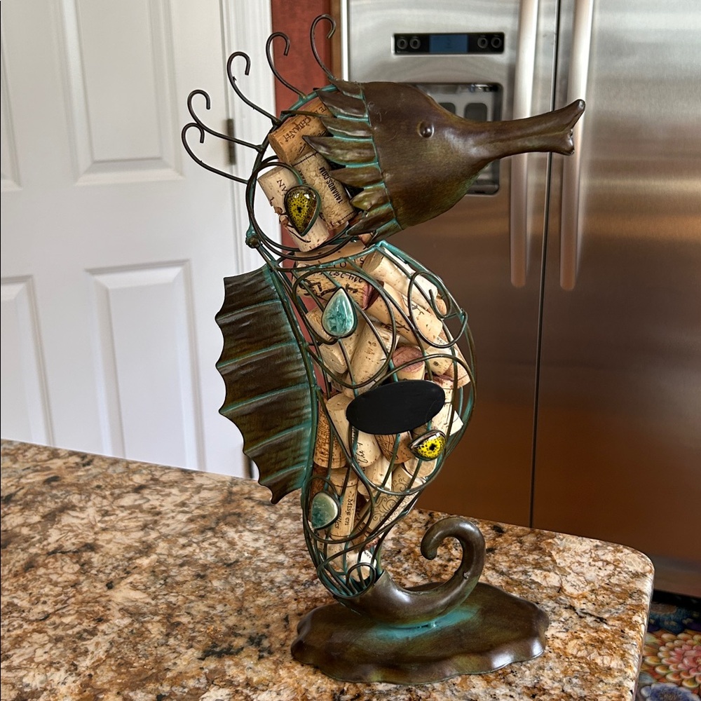 Decorative Seahorse Cork Holder - Green Bronze Finish - Picture 2 of 5